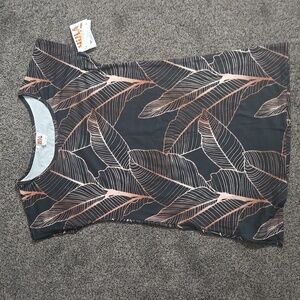 Tropical Leaf Print Short Sleeve Top